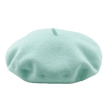 

DOUBCHOW Women's Solid Artist Wool French Berets Hats Candy Color Juniors Girls Maiden Classical Red Baret Beanie Cap Flat Hat