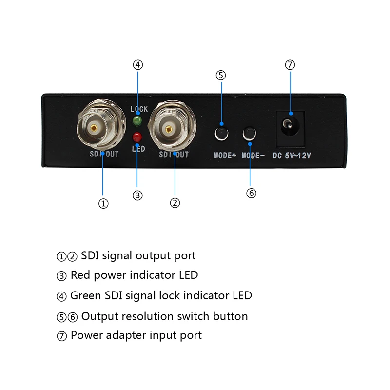 Hdmi-compatível com Sdi Hdmi-hdmi para Sdi 720p a 1080p para Monitor Conversor Scaler Portas 3g hd sd Conver - Câmera Exibição 1x2 2 - Image 5