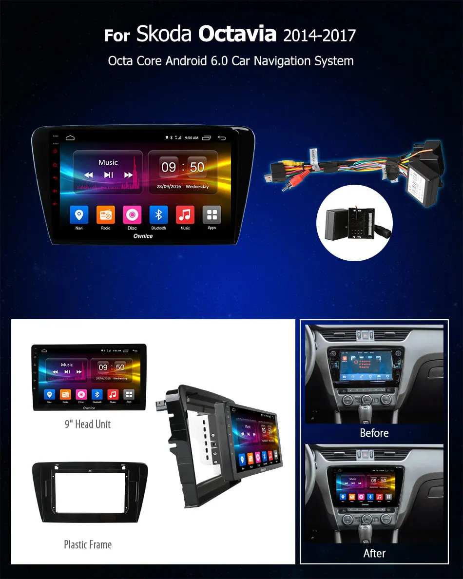 Cheap Ownice K1 K2 K3 Android 9.0 Octa Core Car Radio DVD Player GPS 2G RAM for Volkswagen Octavia 2014 2015 2016 2017 Support 4G SIM 2