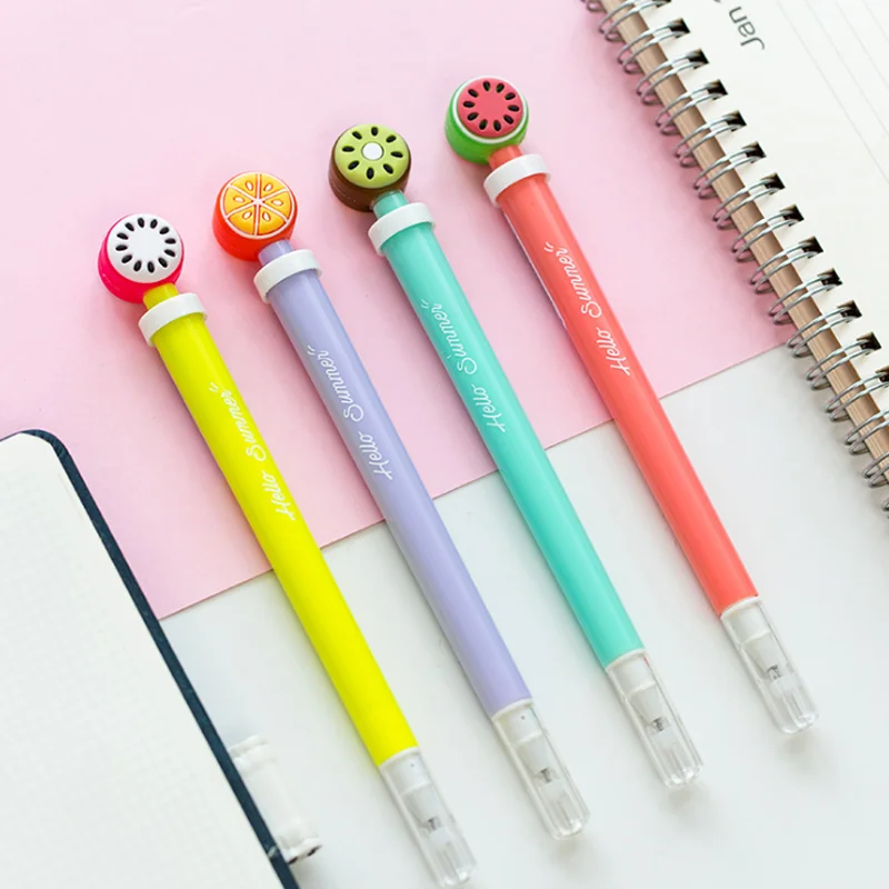 

1 Pcs Lovely 0.5mm Stationery Fruits Mobilization Light Gel Pens Cute Fruit Watermelon Kiwi Neutral Pen Kawaii School Supplies