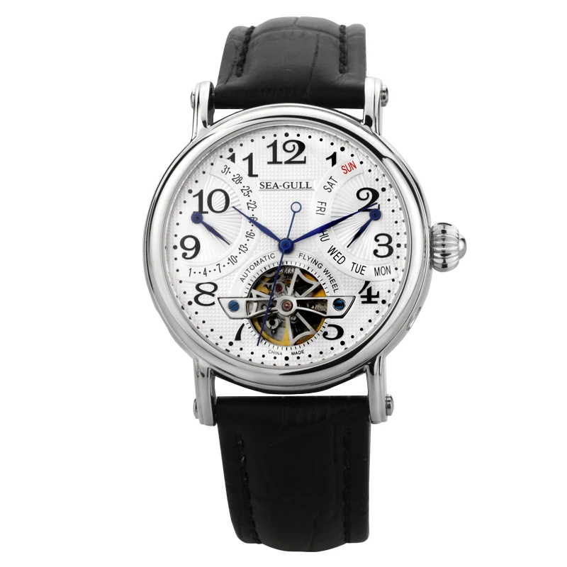 

Seagull Flywheel Double Retrograde Date Day Guilloche Arabic Numerals Exhibition Back Automatic Men's Watch M171S