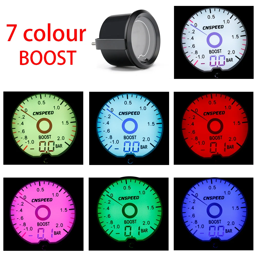 2 дюйма/52 мм турбо Boost Gauge жидкокристаллический 7 цветов Виртуальная указка дисплей турбо настольная панель с регулируемым контроллером комплект