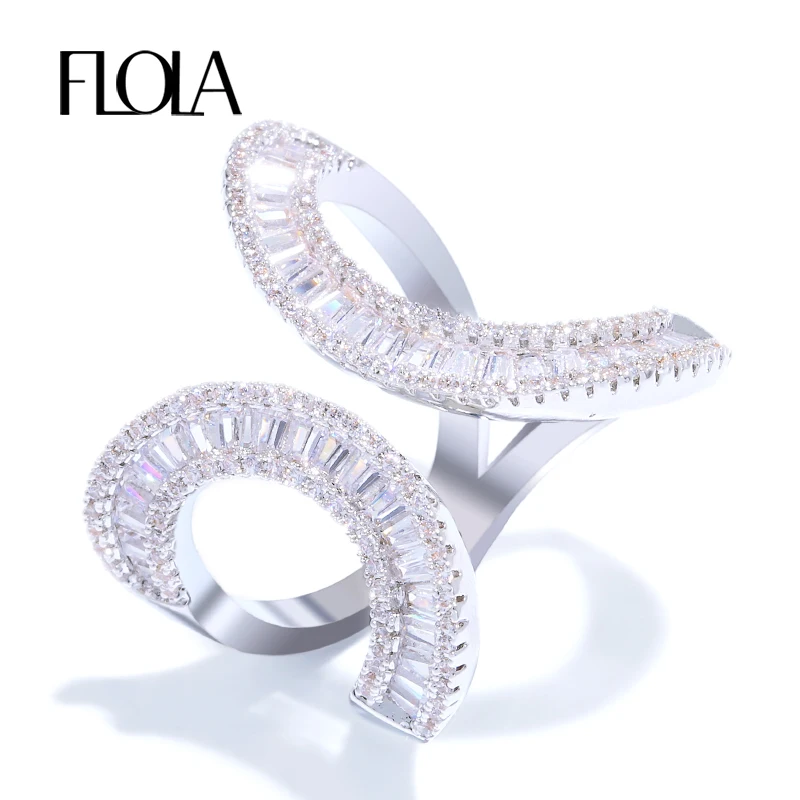 

FLOLA Luxury Cubic Zirconia Infinity Rings for Women Friendship Fancy Open Adjustable Ring Zircon 925 Silver Jewelry rigf46