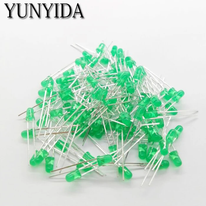 

Green 14-17 3mm LED Green light-emitting diode 100pcs/lot