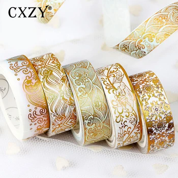 

CXZY 5m Vintage DIY gold foil glitter washi tape animal masking scrapbooking bullet journal washitape adhesive planner 1J810