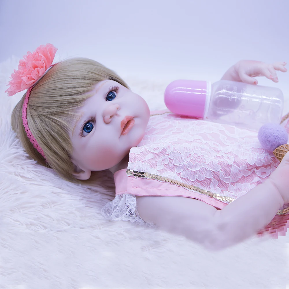 high quality Bebes reborn menina 55cm silicone vinyl bady dolls 100% Non-toxic diy bath toy for girls children 2019 Christmas gi