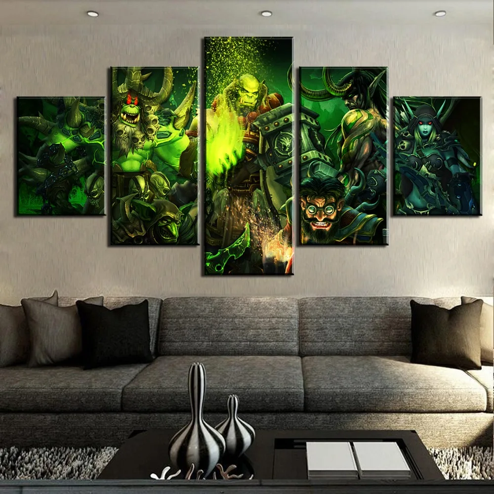 World War Battle DOTA Modern Game color Paintings Poster Wall Print color 5 Panel Home Decorations