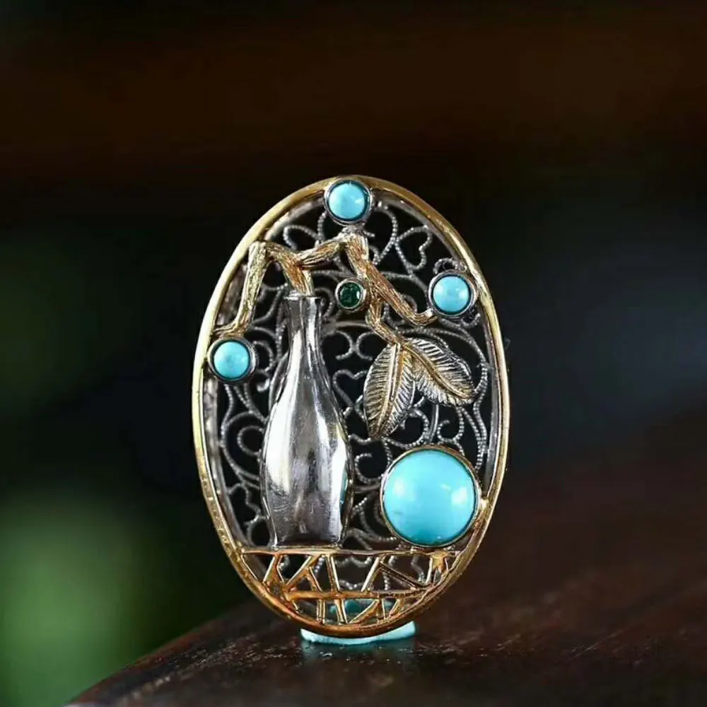 

RADHORSE Pendant 925 Sterling Silver Fine Jewelry Turquoise Exquisite vase Modeling Fine Craftsmanship S925 Silver Pendants