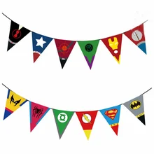 1Set Cute 3M Spiderman Banners Paper Bunting Baby Shower Flags kids birthday Party Favors Decoration