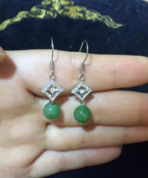 

Hetian jyu Russian yu beads earrings, s925 silver mosaic2162#