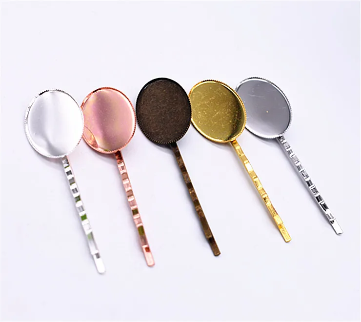 

10pcs Inner size 18x25mm 5 Colors Plated Copper Material Hairpin Hair Clips Hairpin Base Setting Cabochon Cameo