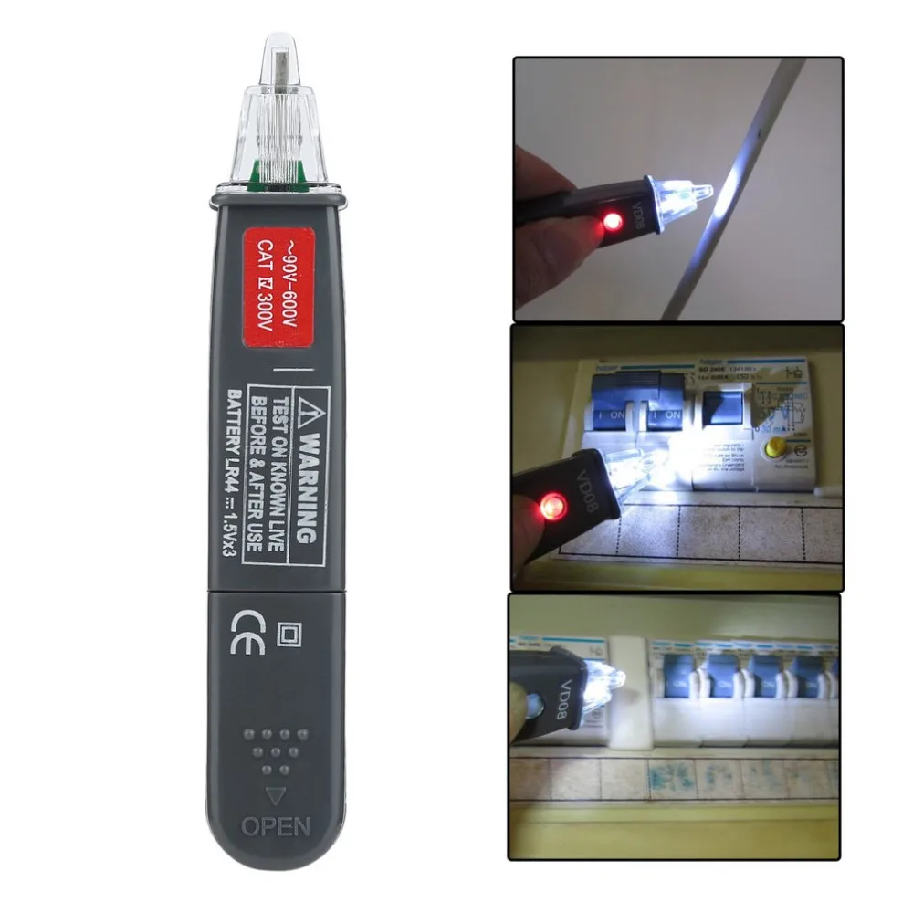 

Non Contact Electric with LED Light Button Voltage Detector Tester Pen Voltmeter AC Circuit & Voltage Tool Voltage Pen Kit