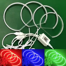 4X 131MM Multi-Color RGB LED Angel Eyes 1992-2006 For BMW E36 E46 E39 E38 3 5 7 Series Halo Ring Kit Headlights APP control