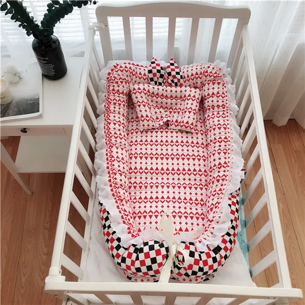 Переносная детская кроватка, складывающаяся кроватка для новорожденных, детская кроватка для сна с подушкой, детская колыбель, детская люлька, переносная кроватка - Цвет: C1 Baby Nest Bed