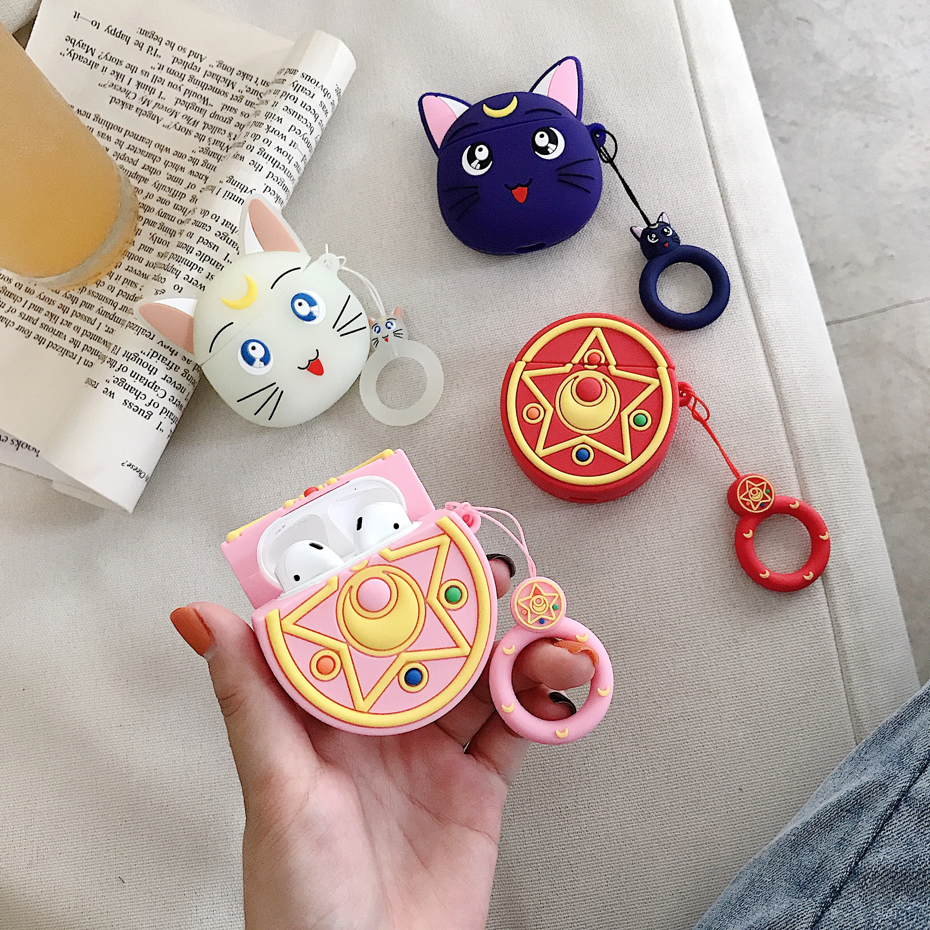 GOOYIYO-для Airpods 1 2 мультяшный силиконовый чехол Сейлор Мун Лунная кошка Наушники