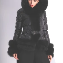 Стиль заводская цена зимний женский тройной лисий мех tirm пуховик