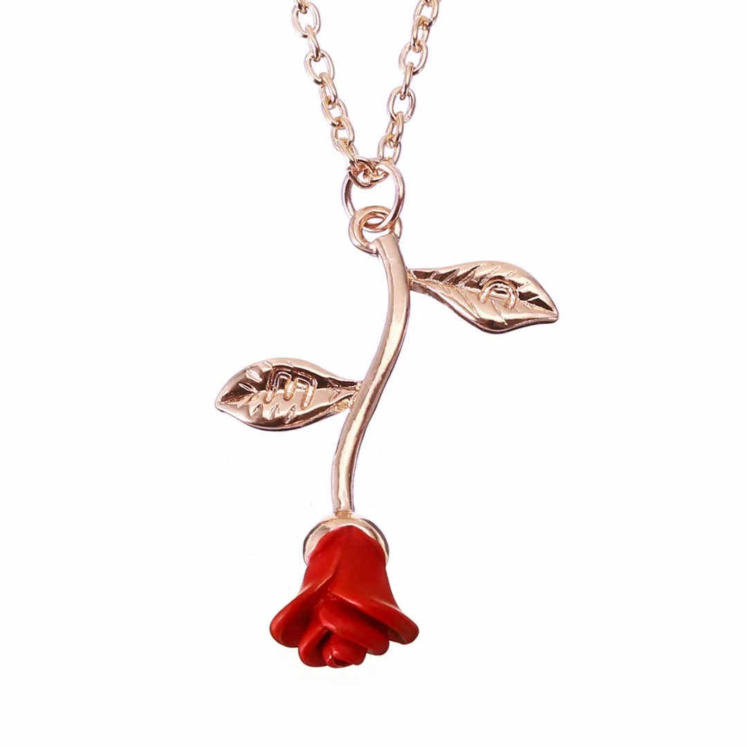 Red Rose Flower Statement Necklace Shellhard Bijoux Femme Collier Necklaces Pendant Trendy Women Jewelry Gift
