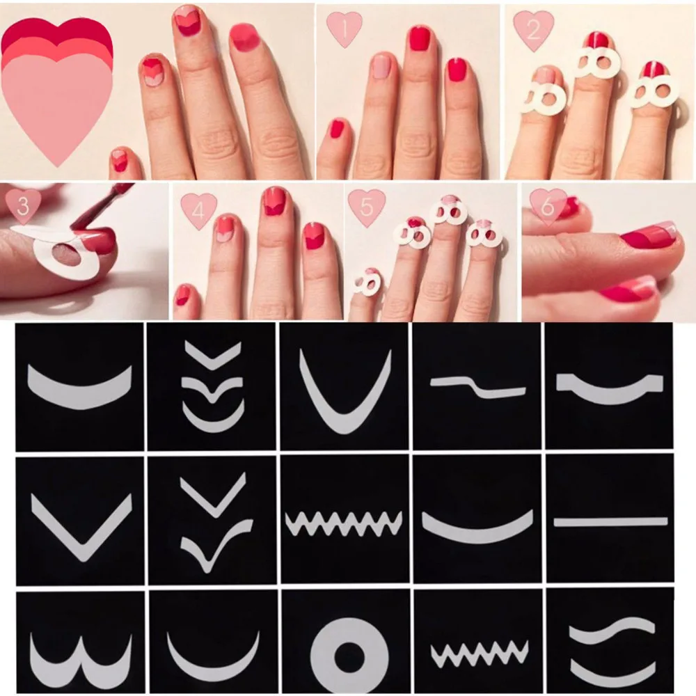 

10 Sheets French Nail art Stickers Manicure Tips Guide Nails Decoration Form Finger Guides DIY Beauty Nail Tools Decoration