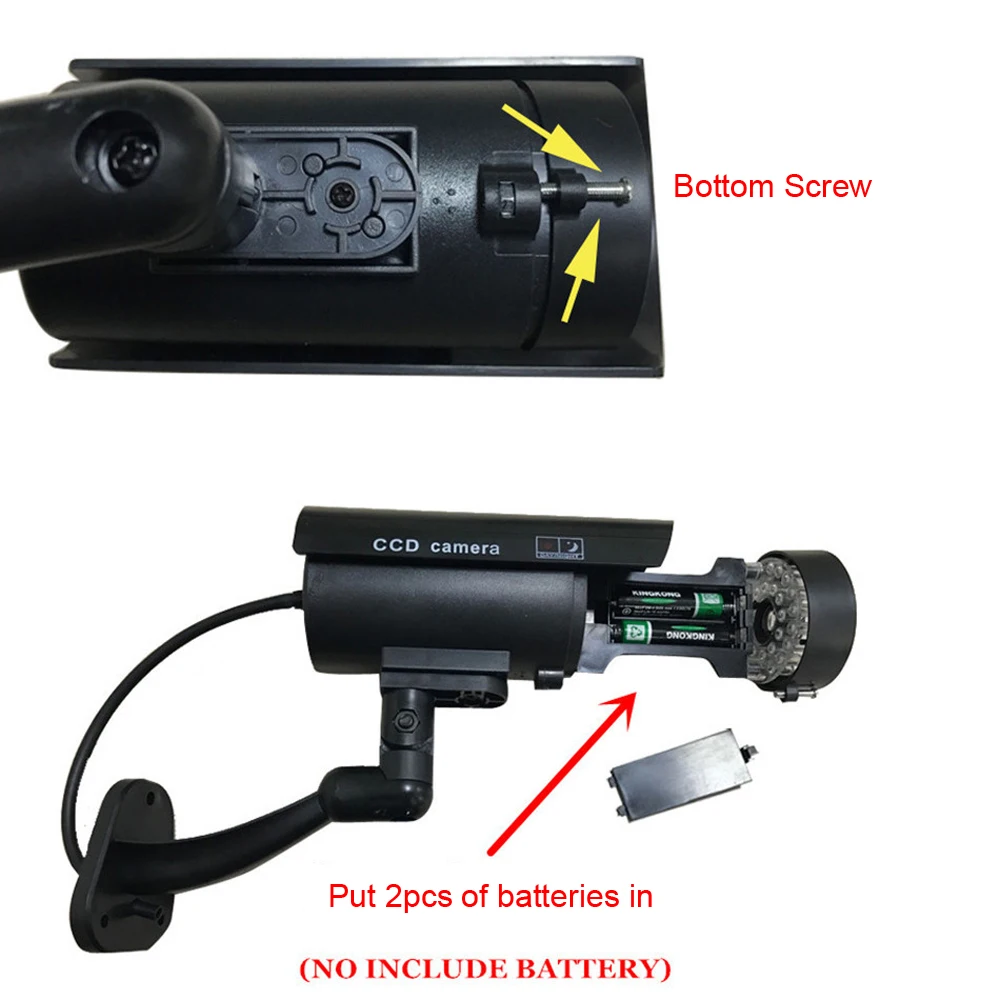 Пустышка, поддельные, 4 шт., цилиндрическая камера, для улицы, для внутреннего видеонаблюдения, водонепроницаемая камера, мигающая, красный, светодиодный,, черный цвет