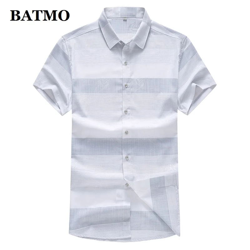 

BATMO 2019 new arrival autumn high quality striped Smart casual shirts men,men's fashion shirts plus size T932