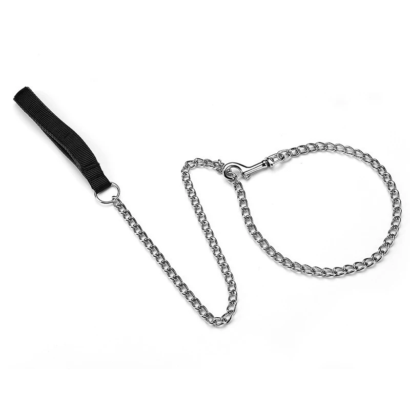 

2mm*120cm Iron Dog Chain Leash Silver Pet Chain Dog Lead With Foam Handle Comfortable Smooth Metal Dog Leash Chain Pitbull