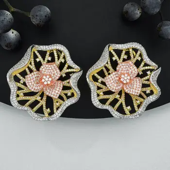 

ModemAngel Especially Graphical Flower Full Micro Paved Cubic Zircon Copper Earring For Women Engagement Party Fashion Jewelry