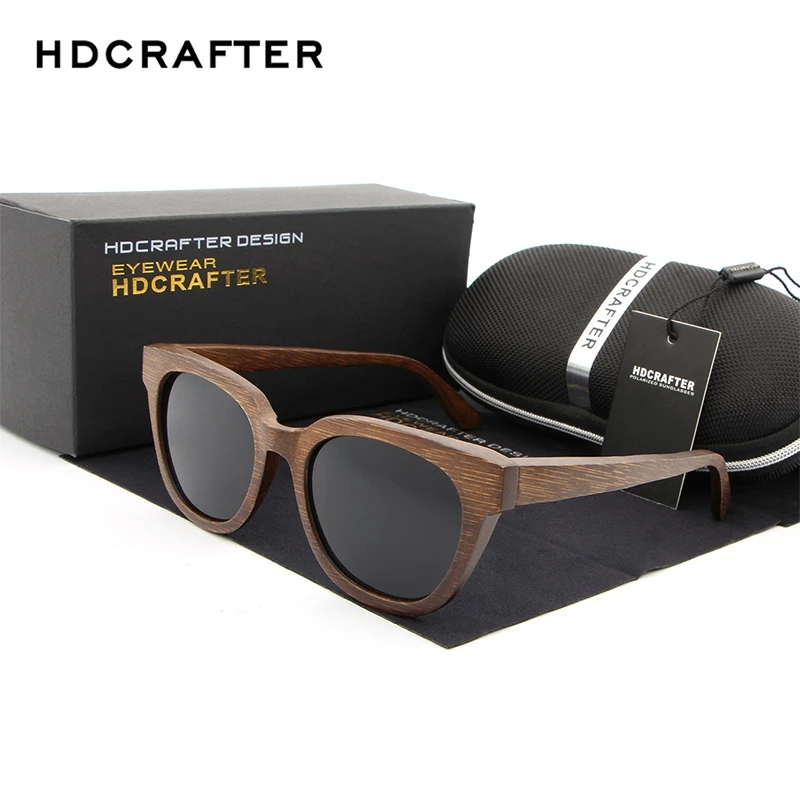 Солнцезащитные очки HDCRAFTER винтажные брендовые дизайнерские в деревянной оправе