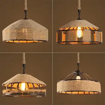 

American retro creative personality restaurant cafe loft Iron rope pendant light