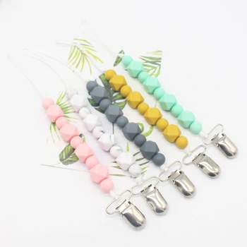 

DHL 200pcs Silicone Teething Pacifier Clips with Safe ABS Beads Silicone Pacifier Chain Holder For Nipples Baby Chew Toys