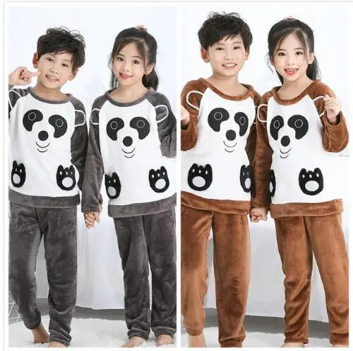 2019Children Animal rabbit ear Thicken sleepwear suit Girls flannel pajamas set kids cartoon winter home clothing 2 piece | Детская