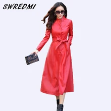 SWREDMI Осень Зима Мода X-Long Женская одежда кожаное пальто верхняя одежда женский длинный кожаный Тренч Куртки размера плюс M-5XL