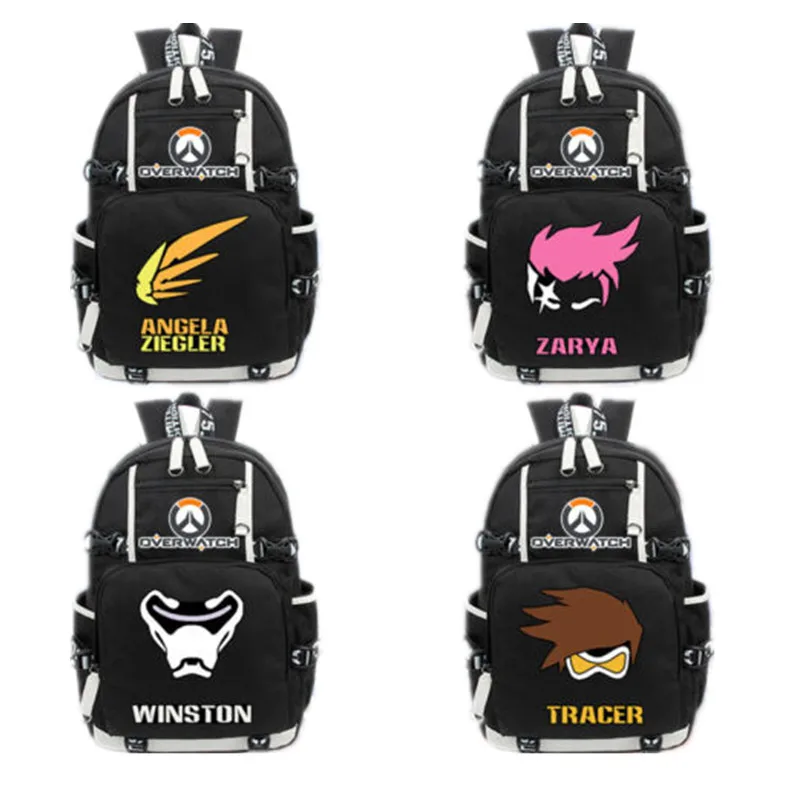 

New Game OW School Backpack D.Va Genji Reaper Mccree Backpack Black Unisex Knapsack Packsack Travel Shoulder Laptop Bags