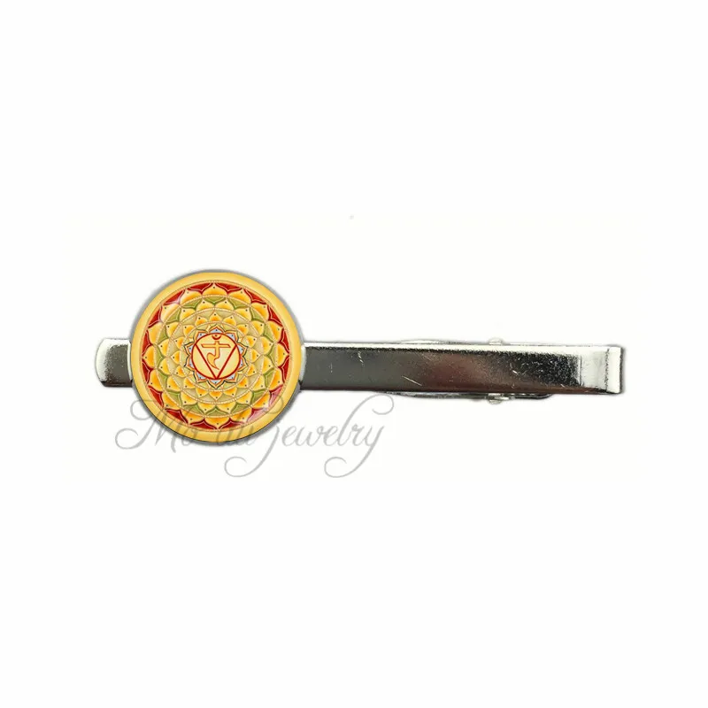 7 Fire Flower of Life Tie Clips Silver plated Galactic Tie Clip Glass Dome Fractal Mandala Necktie Tie Clip Sacred Geometry - Окраска металла: 7