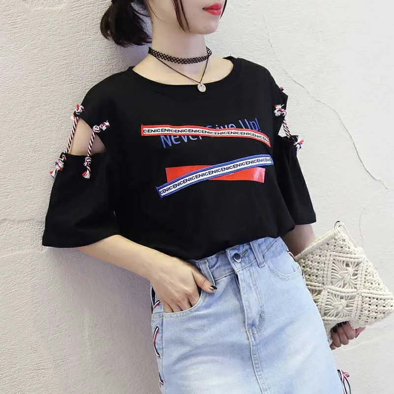 Новая Корейская версия, Повседневная футболка в полоску с коротким рукавом, Harajuku, женские топы, свободная летняя футболка, футболка, Femme Camiseta Mujer
