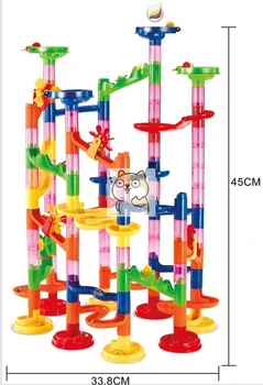 

Early education toy track ball blocks 3D maze pipe diy assembled blocks 105PCS