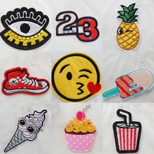 5 шт./партия вышитые железные на мультяшном мороженом декоративные нашивки для одежды DIY полосатая одежда Лоскутная наклейка на заказ