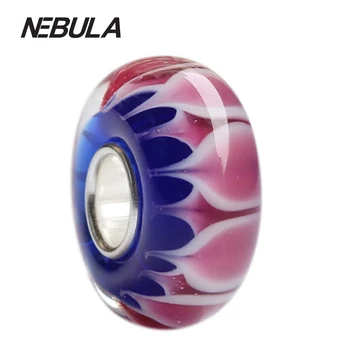 

925 Sterling Silver Large Hole Colorful Red 3D Flowers Petals Murano Glass Charm Beads Fit European Bracelet Jewelry