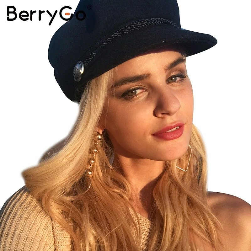 Женская Повседневная Уличная шапка BerryGo черная на сплошной канат элегантная