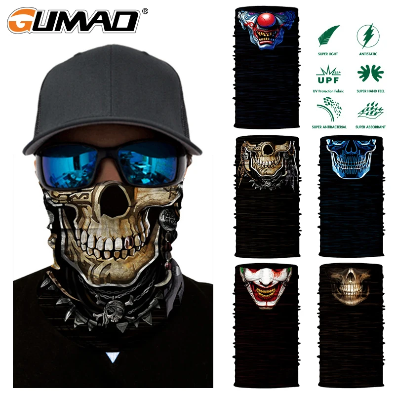 

3D Clown Skull Magic Cycling Mask Neck Warmer Face Shield Warmer Outdoor Bike Skiing Fishing Bandana Balaclava Scarf Men Women