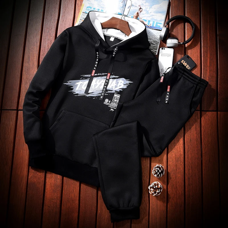 Men Two Pieces Set New Fashion Hooded Sweatshirts Sportswear Men Tracksuit Hoodie Autumn Brand Clothes Hoodies+Pants Sets 881