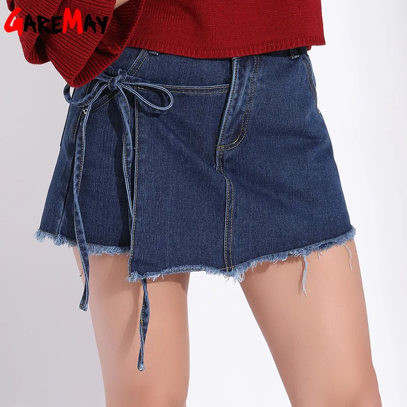 

Plus Size Skirt Shorts Women 2019 Summer Denim Skirt With Shorts For Women High Waist Jeans Short Cotton Woman Short Femme New