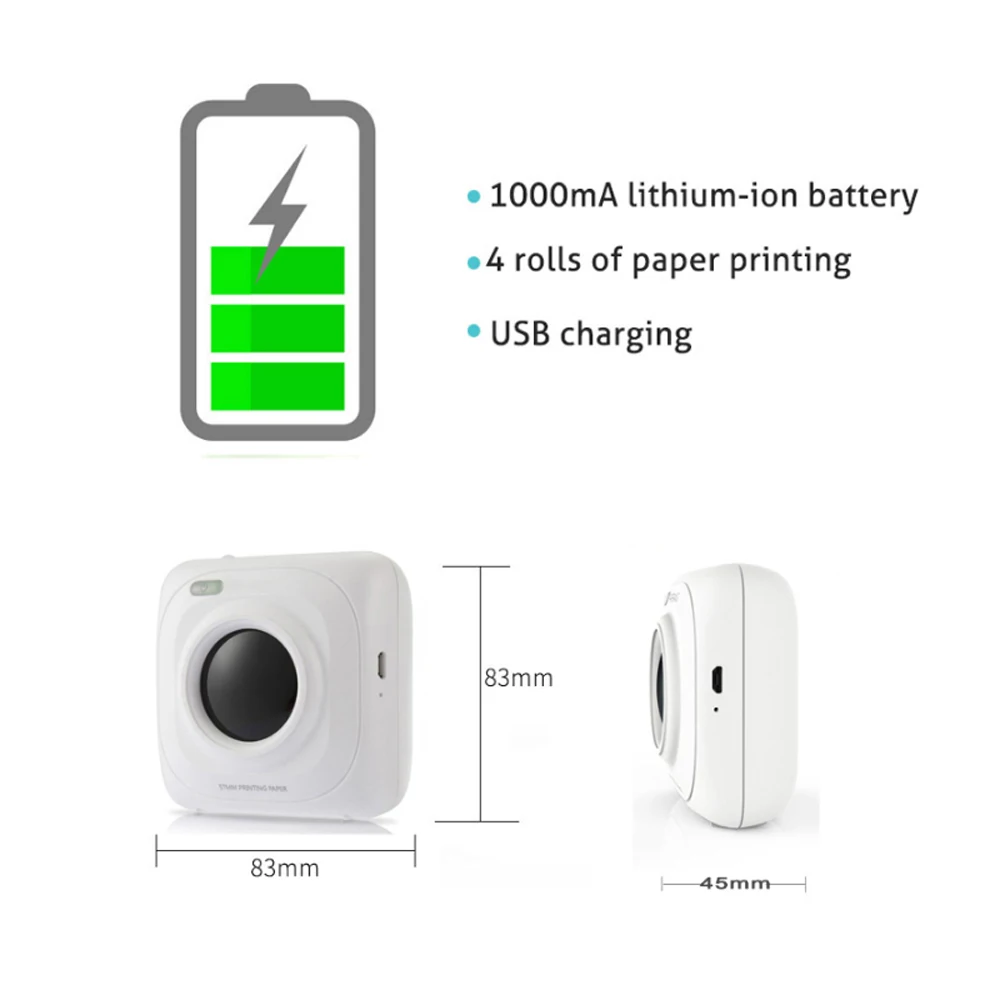 Портативный Bluetooth принтер мини для фотографий портативный фотопринтер Android iOS