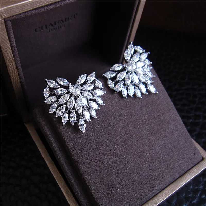 Модные серьги-гвоздики в форме сердца с кубическим цирконием ААА, свадебные и вечерние ювелирные изделия для женщин E6246C