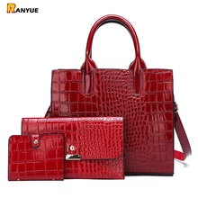 3 комплекта, высококачественные женские сумки из лакированной кожи, роскошная дизайнерская сумка-тоут+ известный бренд, сумка-мессенджер, сумки через плечо+ кошелек, женская сумка
