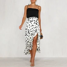 BerryGo, повседневная, Пляжная, праздничная, с животным принтом, летняя, белая юбка, для женщин, элегантная, с рюшами, асимметричная, высокая талия, черные, юбки для девушек