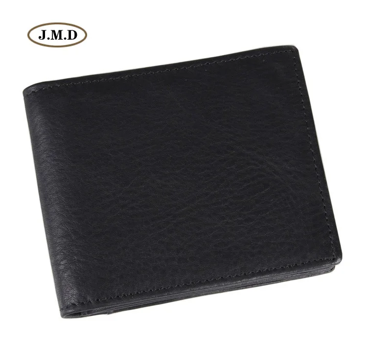 

J.M.D Genuine Leather Short Purse Fashion Design Wallet Men's New Style Business Black Color Card Holder Photo Holder 8055A