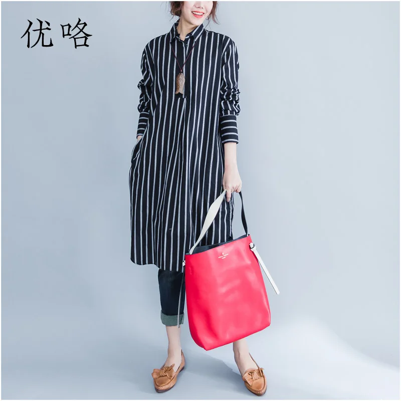

Women Autumn New Striped Shirt Dress Long Sleeve Korean Fashion Cotton Blouse Plus Size Womens Tops And Blouses 4XL 5XL 6XL 2018