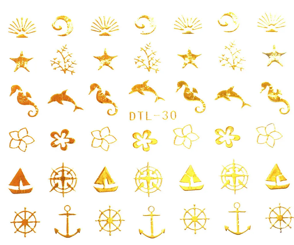 Rocooart DTL025-048 переводные наклейки для ногтей 3D Золотые английские короны наклейки для ногтей наклейки для маникюра s - Цвет: DTL030