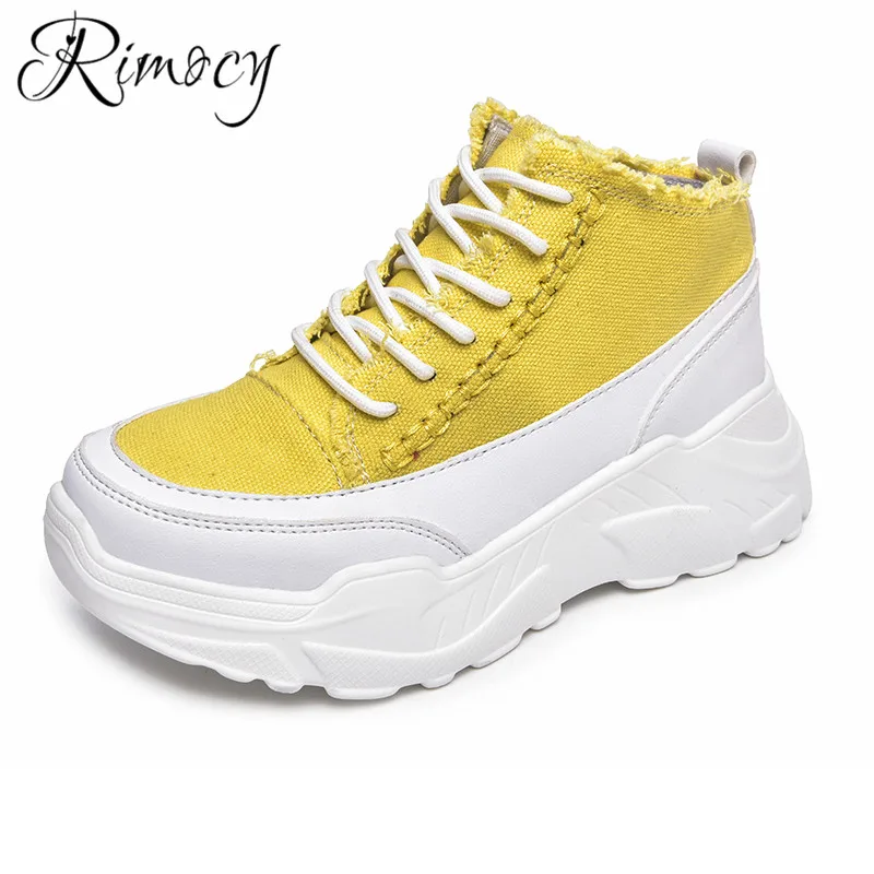 

Rimocy Women Casual Shoes Woman high platform sneakers 2018 antumn new candy color Walking Shoes ladies Height Increasing Shoes