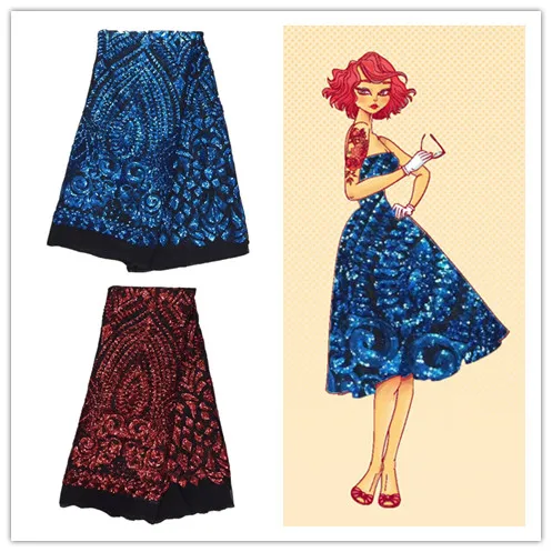 

2016High party dress lace embroidery in orange color French tulle lace fabric African net cloth for dress